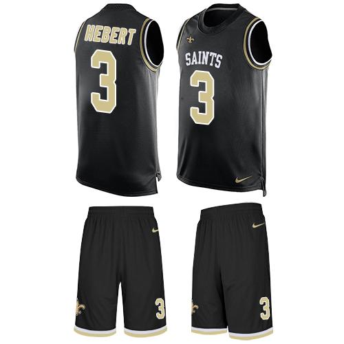 Nike Saints #3 Bobby Hebert Black Team Color Men's Stitched NFL Limited Tank Top Suit Jersey
